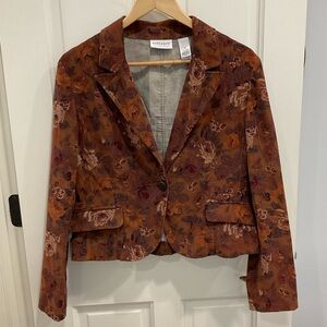 Villager Liz Claiborne Women’s Corduroy Floral Blazer Size 12